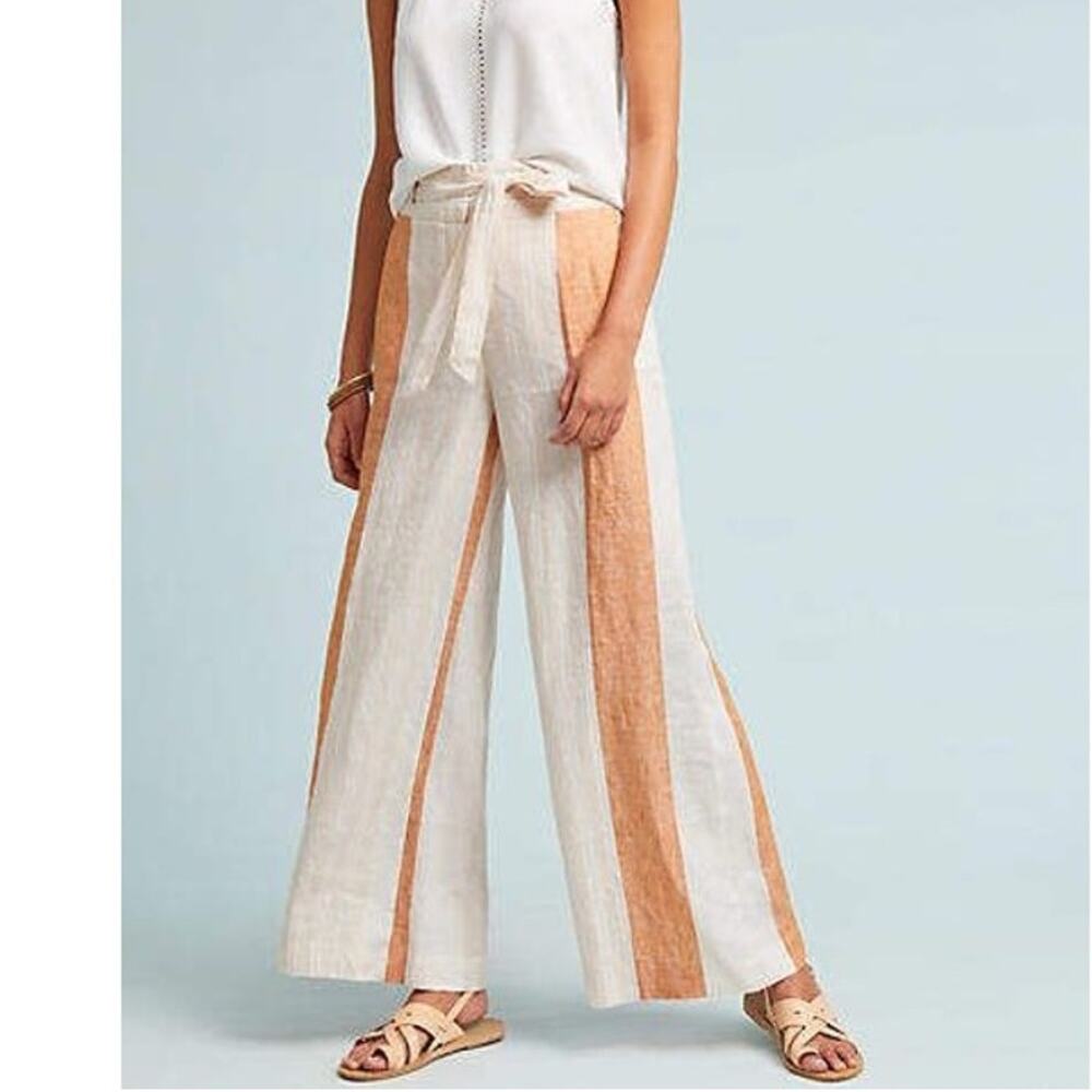 Anthropologie Ett:twa Wide Leg Linen Pants 4 Boho Hippie Festival Beachy Resort